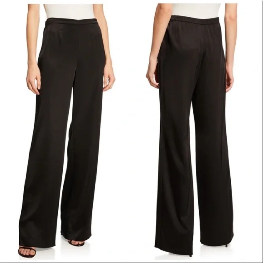 St. John Cavier Kate Black Satin Trouser Pants - Picture 2 of 16